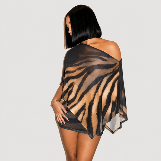 Tiger Pattern Sheer Skirt Set