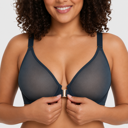 Front Closure Mesh Support Bra
