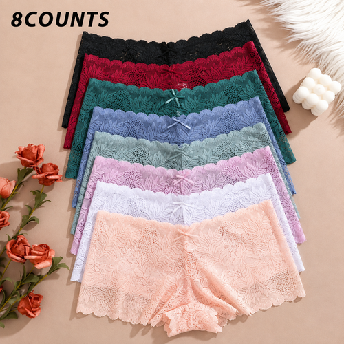 Comfy Sexy Soft Lace Boyshorts Panties Set（8 pack）