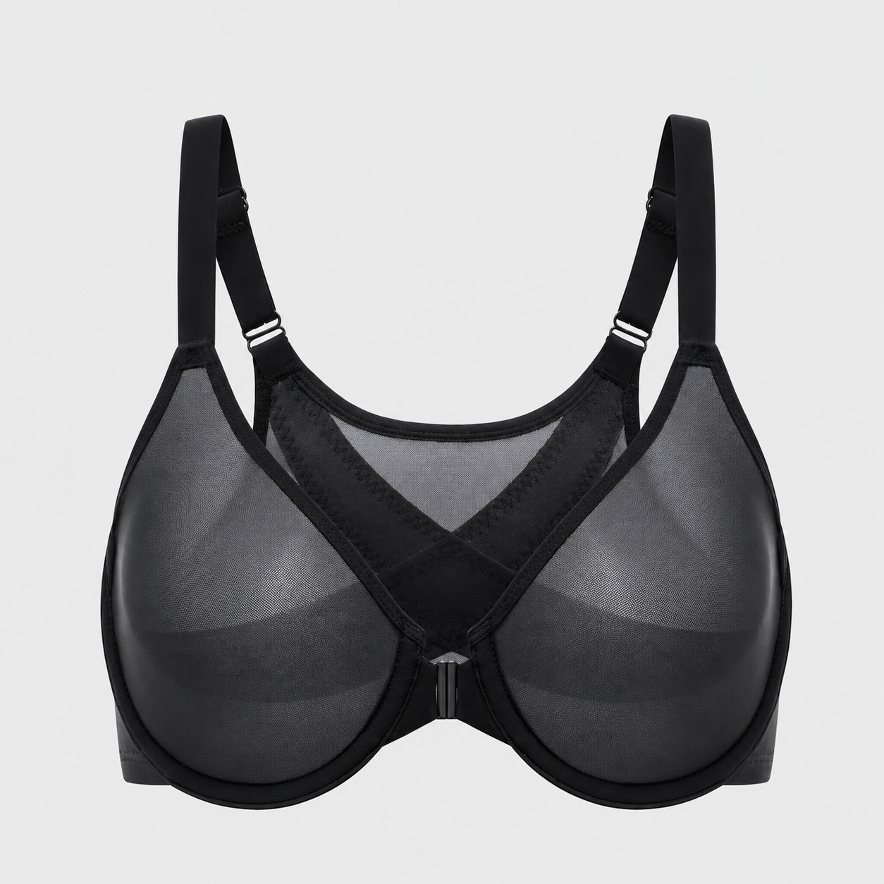 Front Closure Mesh Support Bra