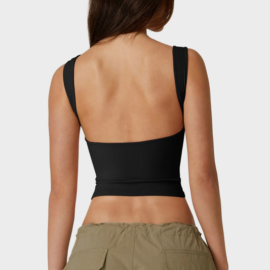 Open Back High Neck Crop Tank
