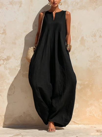 Sleeveless V-Neck Wide Leg Jumpsuit