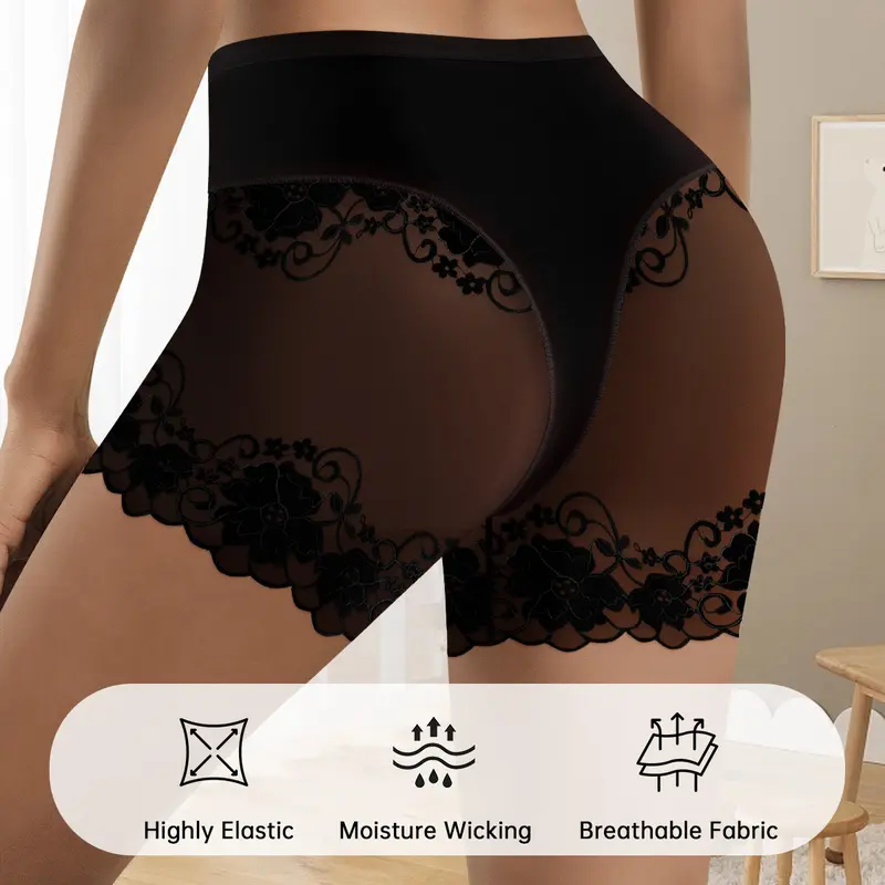 4-Pack Mesh Lace Boyshort Panties