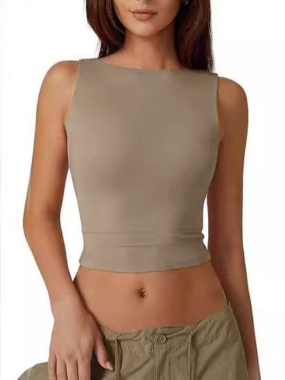 Open Back High Neck Crop Tank