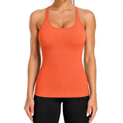 Ribbed Built-In Bra Workout Tank Top