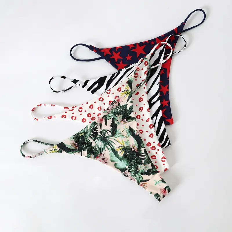 Printed String Thongs (4-Pack)