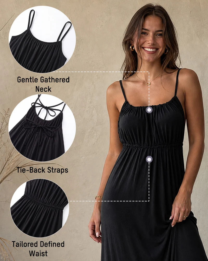 Women's Backless Maxi Slip Dress with Side Slit