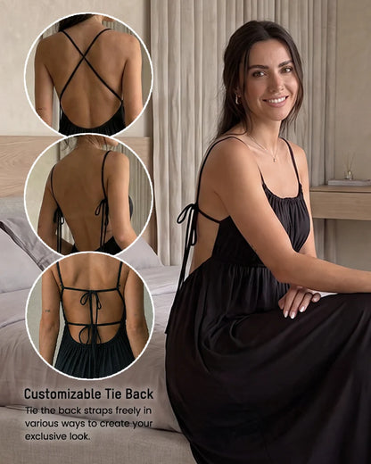 Women's Backless Maxi Slip Dress with Side Slit