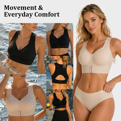 Front Closure Cross-Back Wireless Posture Bra
