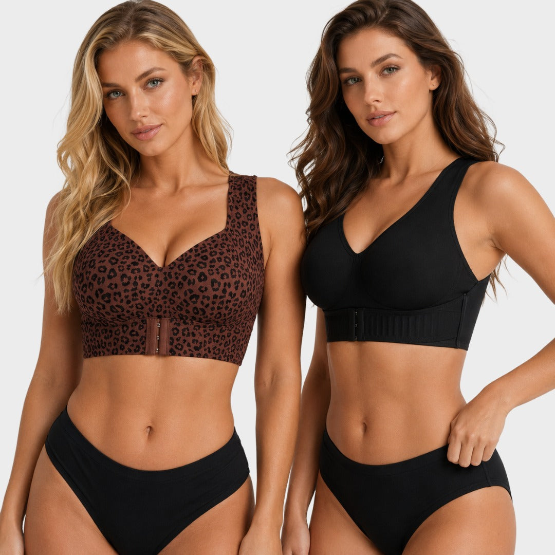 Front Closure Cross-Back Wireless Posture Bra