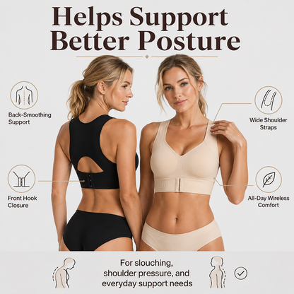 Front Closure Cross-Back Wireless Posture Bra