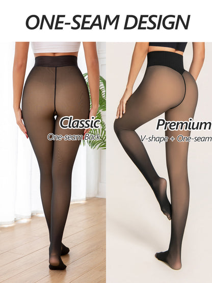One-Seam & 4 Shades Fleece Lined Tights