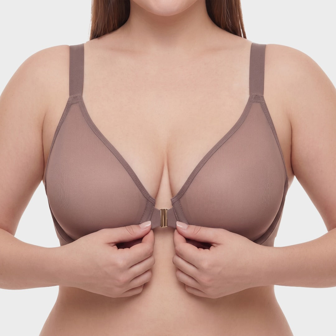 Front Closure Mesh Support Bra