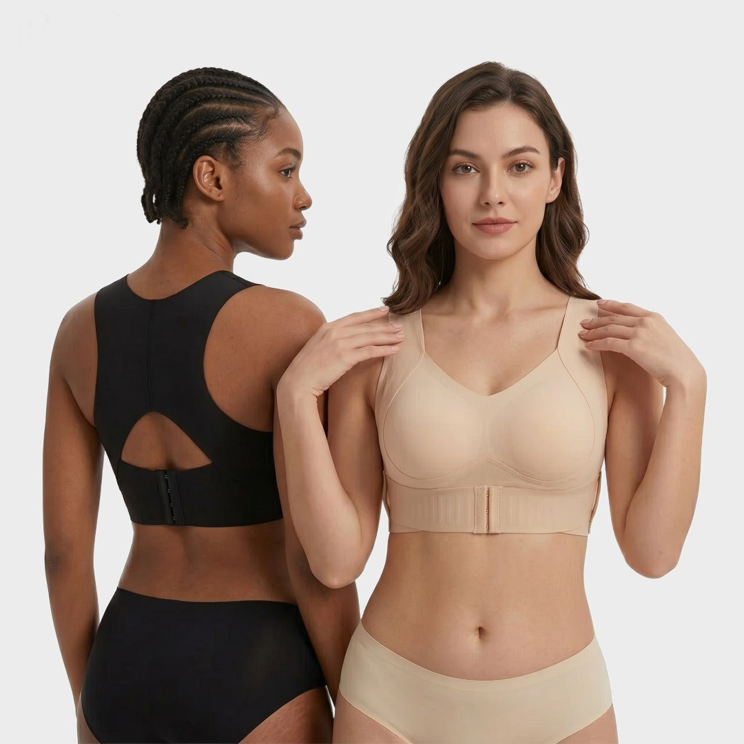 Front Closure Cross-Back Wireless Posture Bra