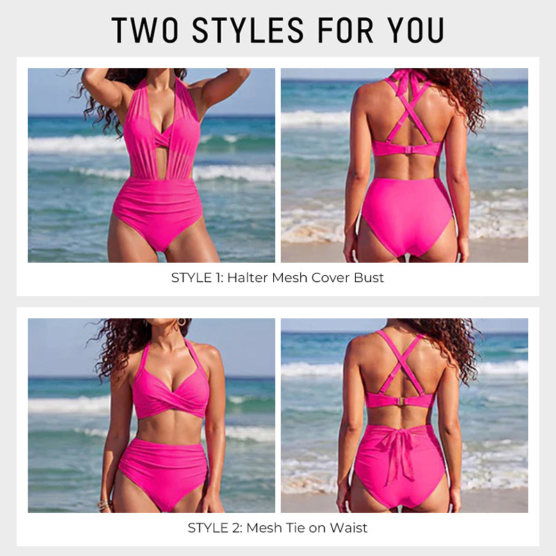 High-Waisted Tummy Control Mesh Bikini Set