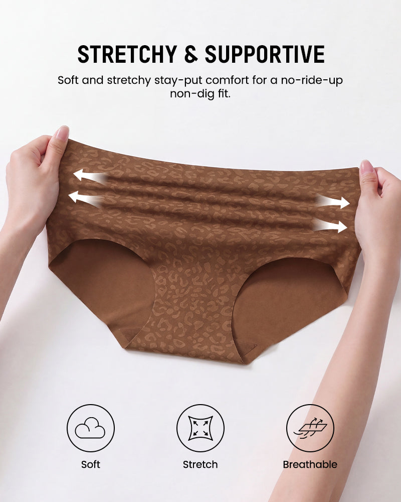 High Waist Seamless Leopard Tummy Brief(6 Pack)
