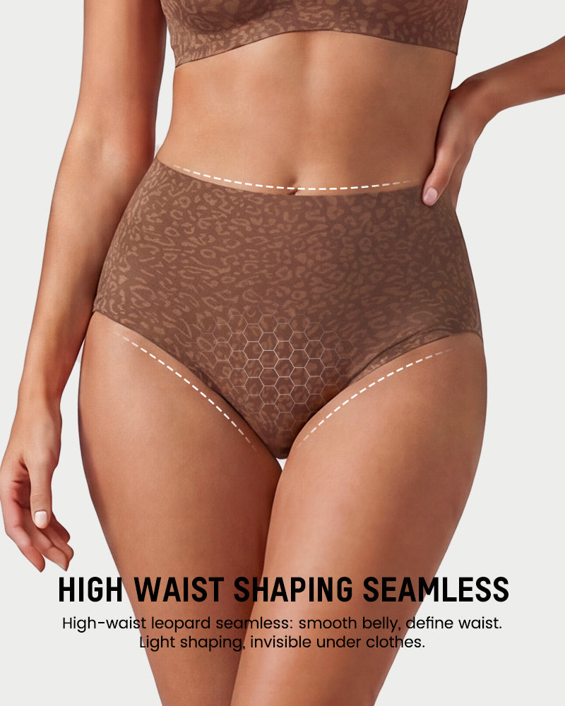 High Waist Seamless Leopard Tummy Brief(6 Pack)