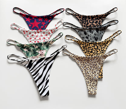 Printed String Thongs (4-Pack)