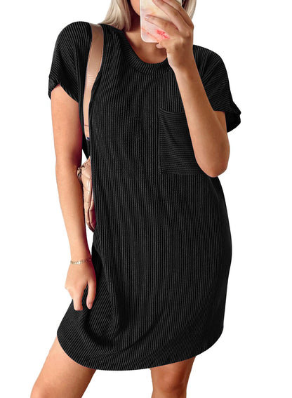 Slim Fit Striped Ribbed Mini Dress