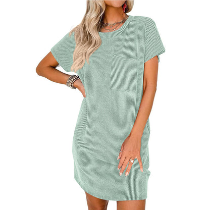 Slim Fit Striped Ribbed Mini Dress