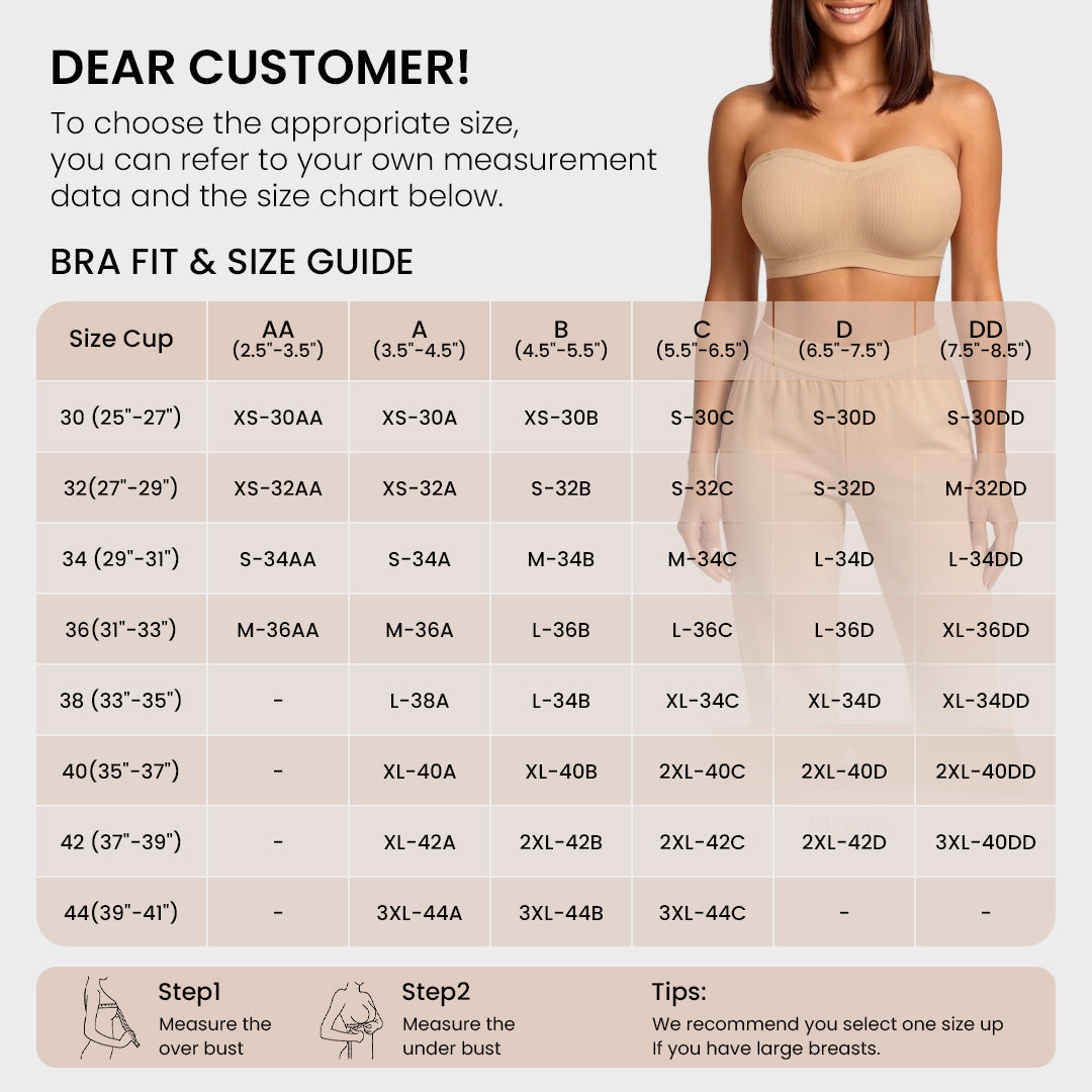 Non-Slip Bandeau Seamless Wireless Strapless Bra