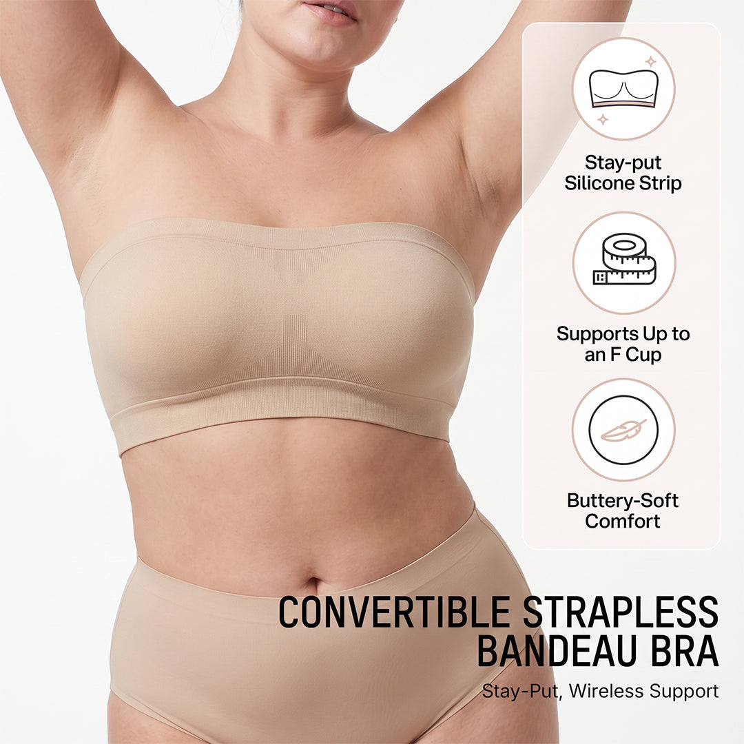 Stay‑Put Wireless Seamless Bandeau Bra