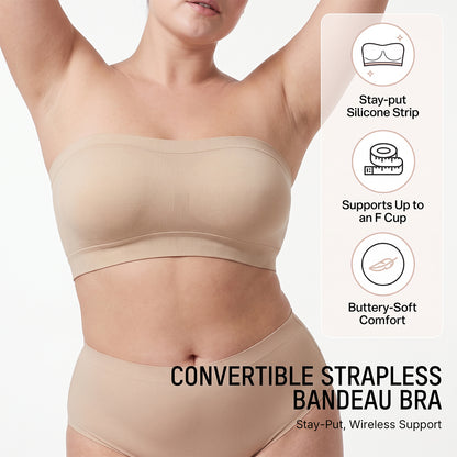 Stay‑Put Wireless Seamless Bandeau Bra