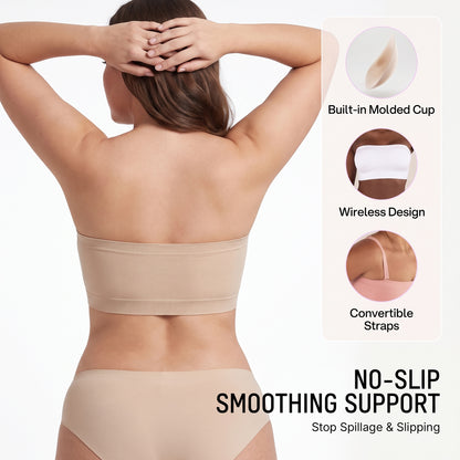 Stay‑Put Wireless Seamless Bandeau Bra