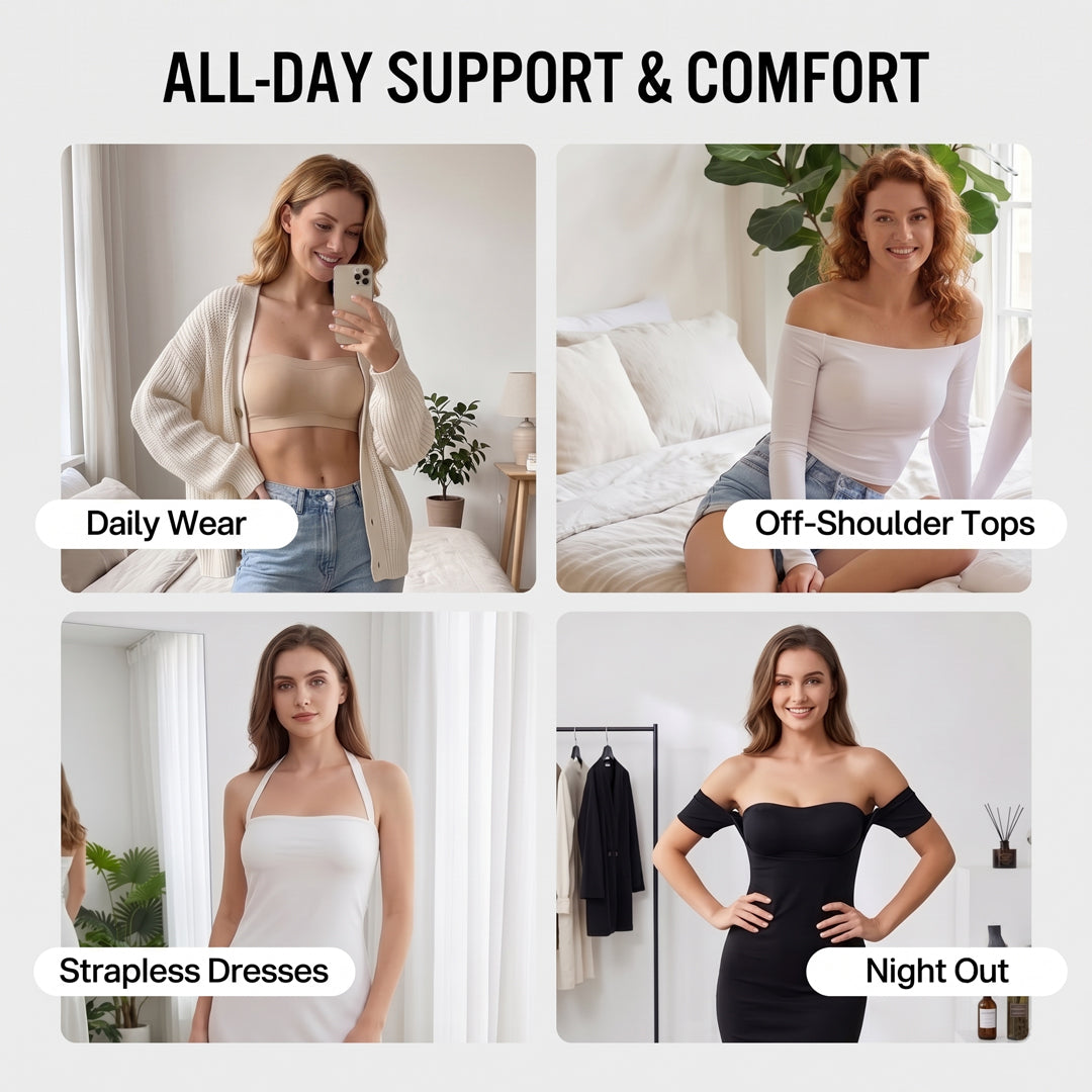Stay‑Put Wireless Seamless Bandeau Bra