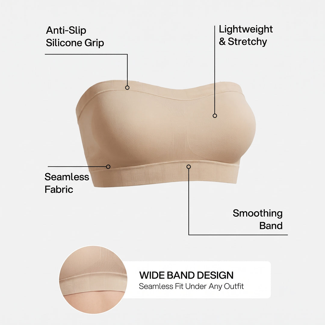 Stay‑Put Wireless Seamless Bandeau Bra