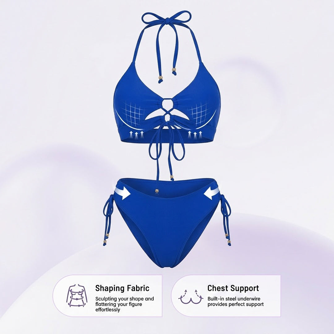 Tie-Front Push-Up Halter Bikini Set