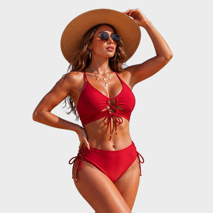 Tie-Front Push-Up Halter Bikini Set