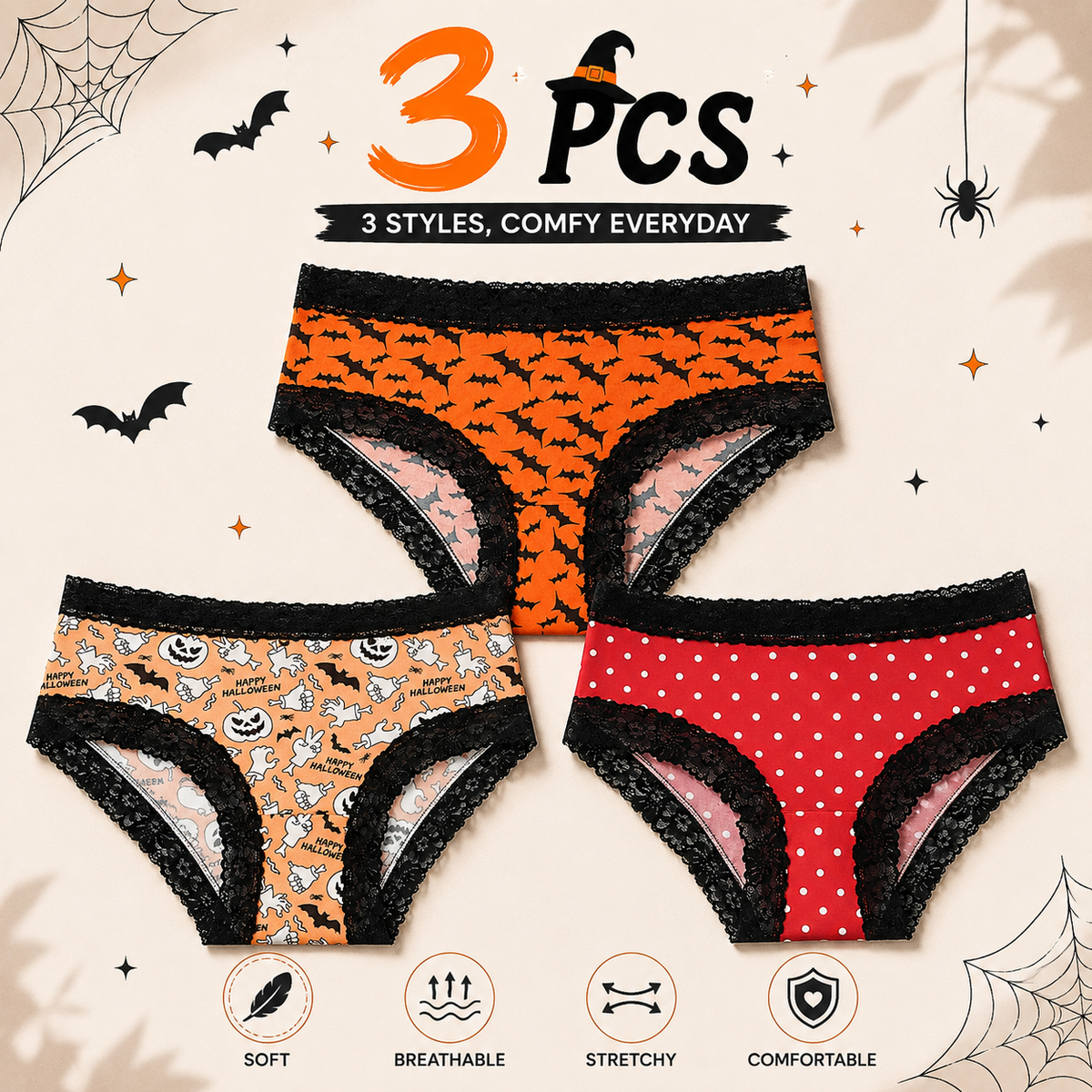 Halloween Lace Brief Panties
