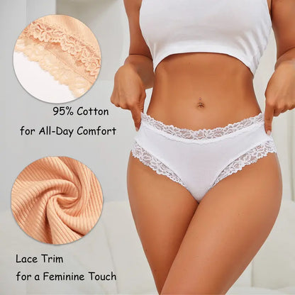 15-Pack Soft Cotton Lace Bikini Briefs