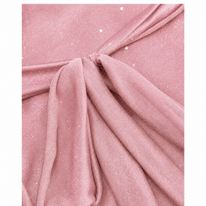 Women’s V-Neck Halter Glitter Mini Dress – Ruffled Hem & Scarf