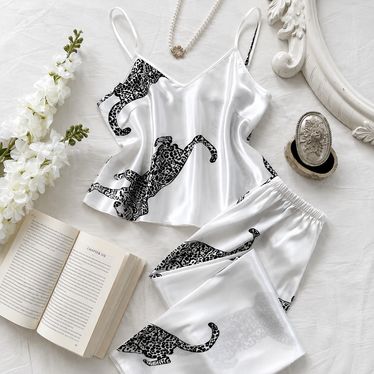 Leopard Satin Cami Pajama Set