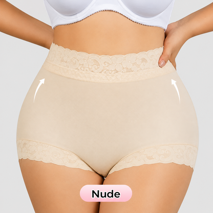 High-Waisted Lace Mesh Shapewear Panties