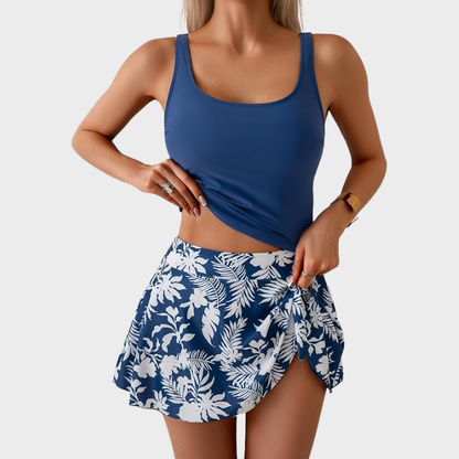 Women's Tummy Control Tankini with Swim Skirt