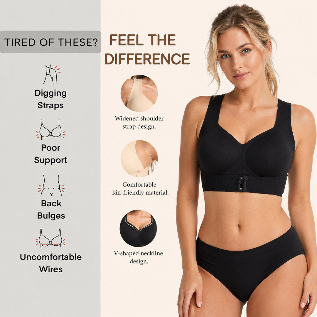 Front Closure Cross-Back Wireless Posture Bra