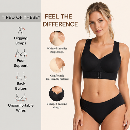 Front Closure Cross-Back Wireless Posture Bra