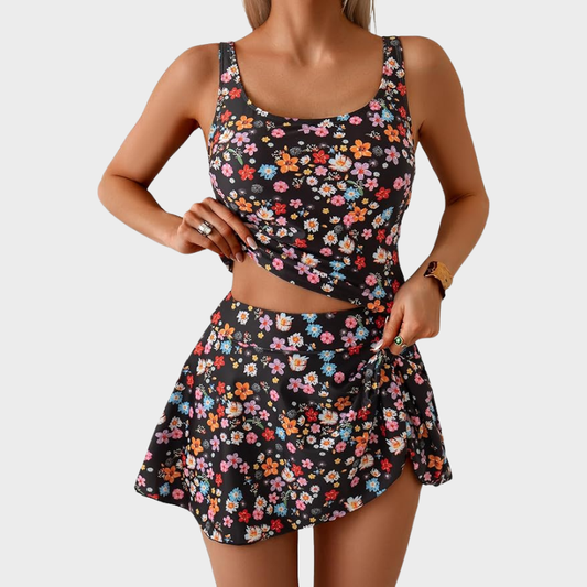 Women's Tummy Control Tankini with Swim Skirt
