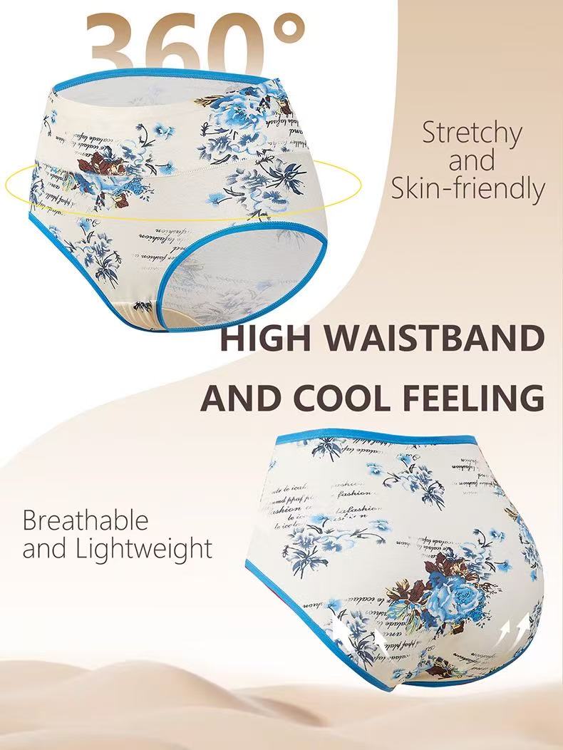 4-Pack Women’s High-Waisted 92% Cotton Floral Briefs