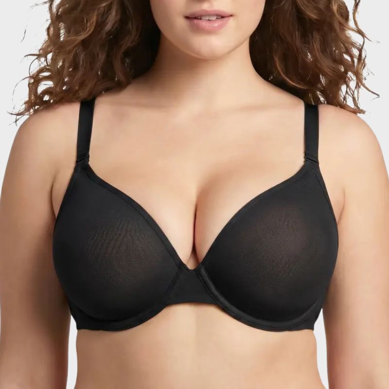 Plus Size Sheer Mesh Halter Underwire Bra