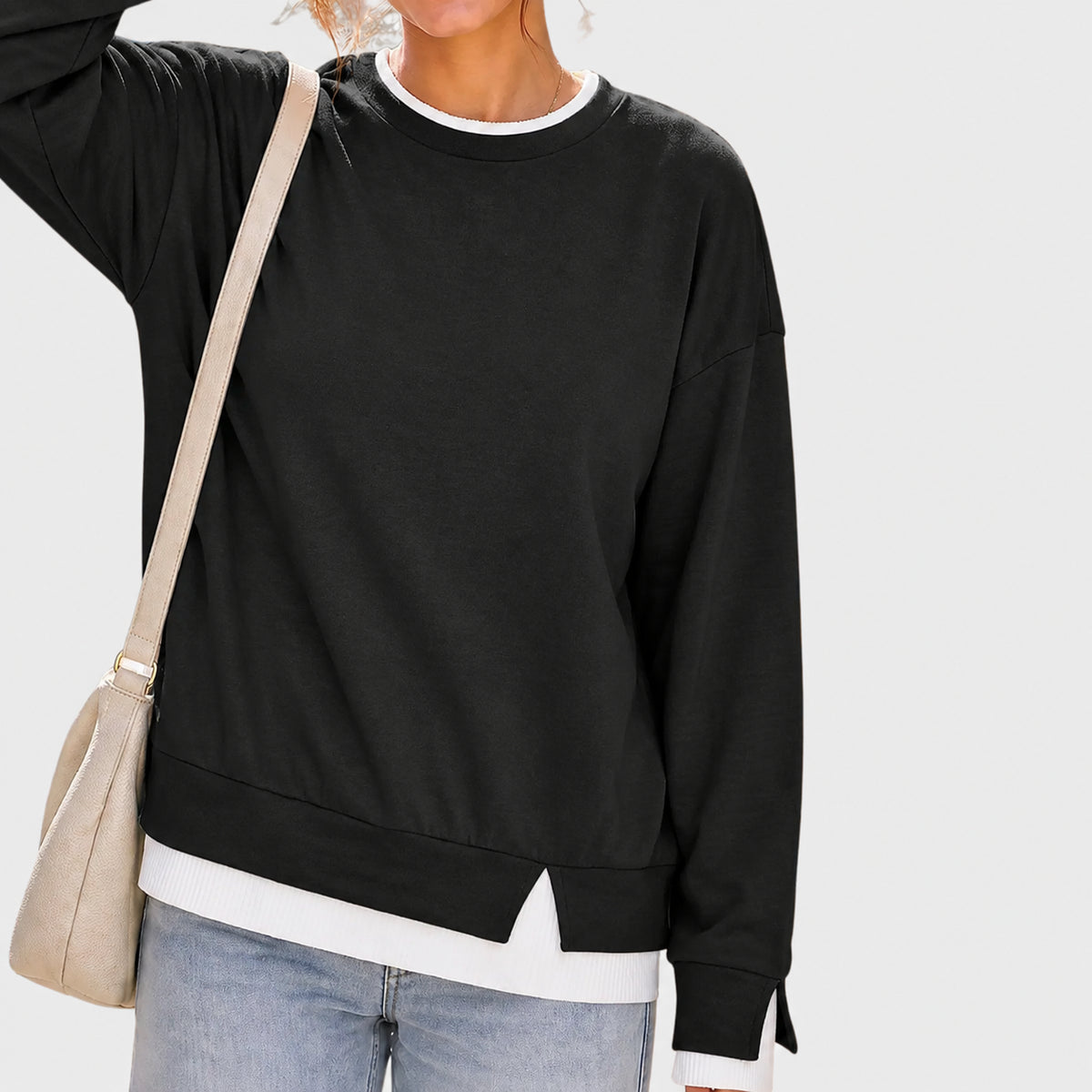 Layered Crew Neck Oversized Sweatshirt