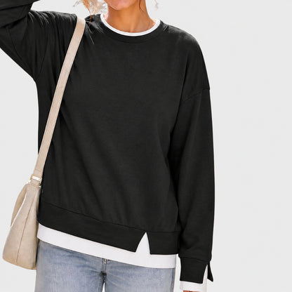 Layered Crew Neck Oversized Sweatshirt
