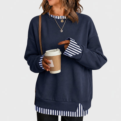 Layered Crew Neck Oversized Sweatshirt