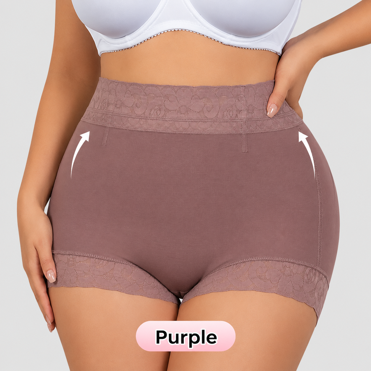 High-Waisted Lace Mesh Shapewear Panties