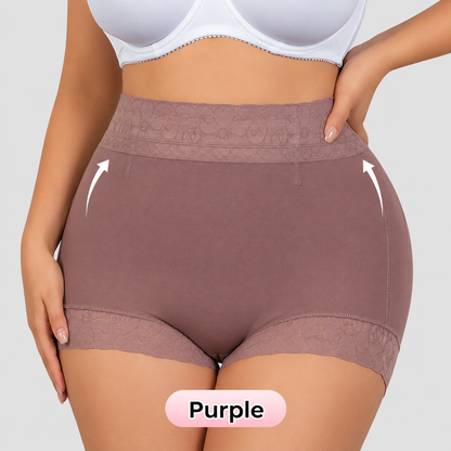 High-Waisted Lace Mesh Shapewear Panties