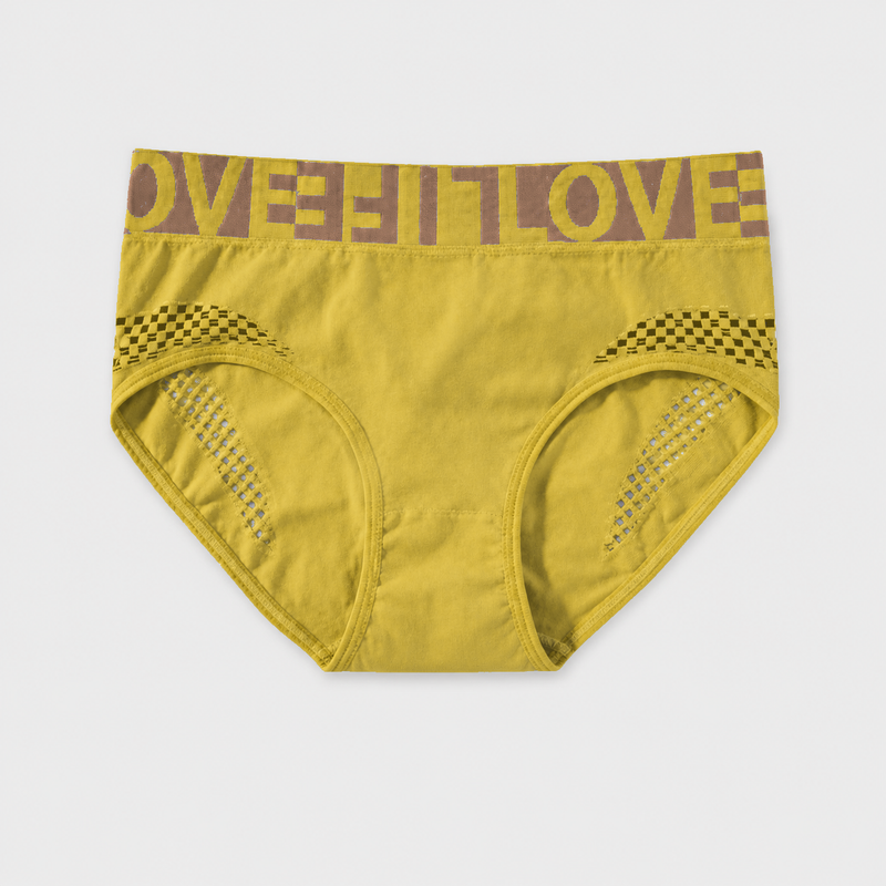 Grid Cutout Wide-Waistband Panties