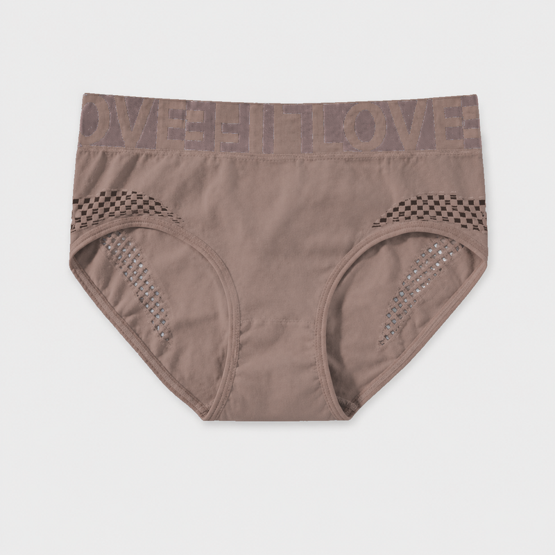 Grid Cutout Wide-Waistband Panties